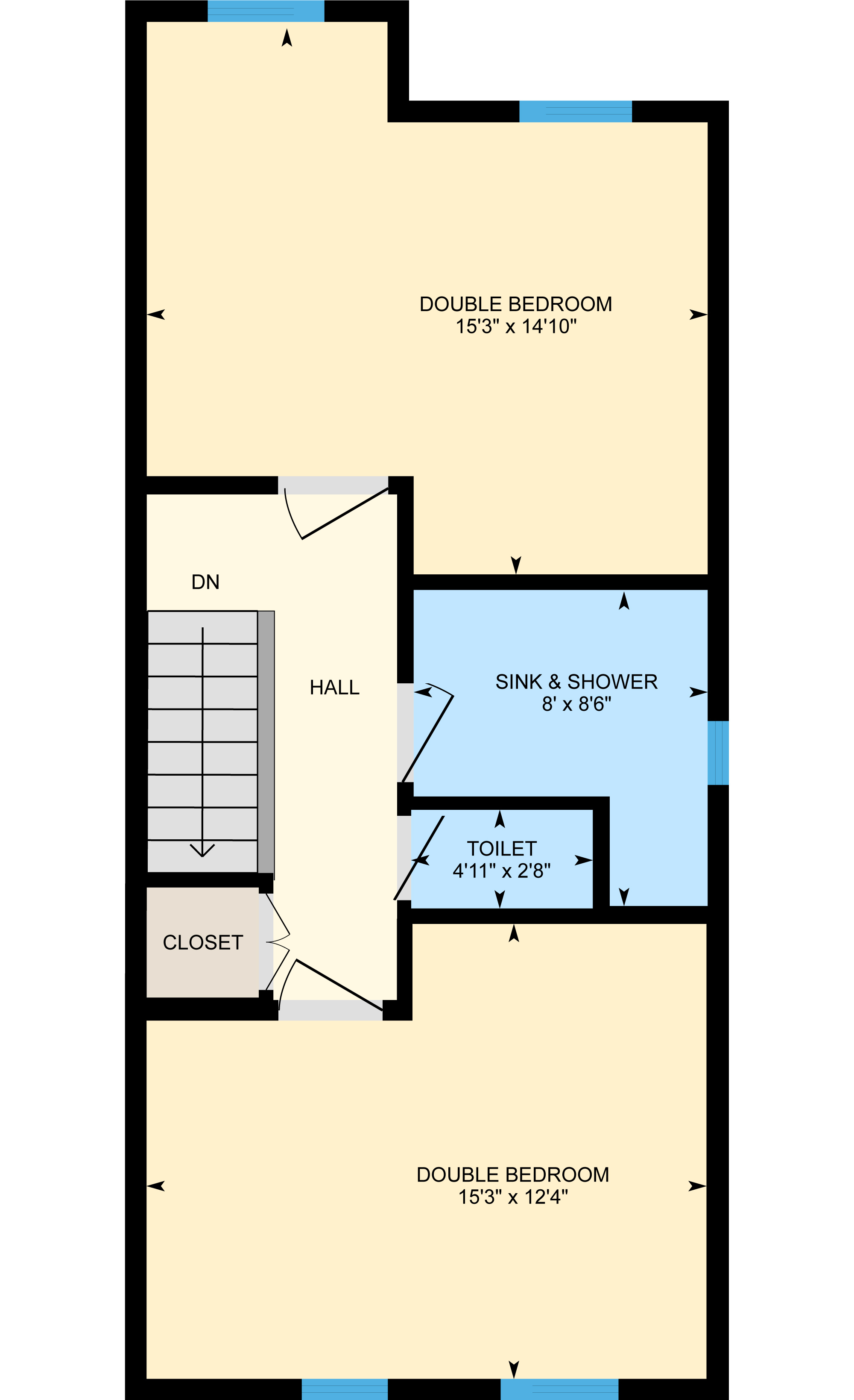Second level floor plan for the Townhouse Apartments