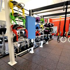 Soft eighted and body weight equipment in fitness center