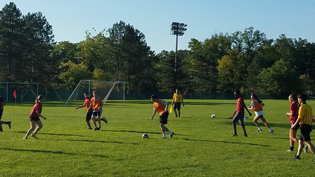 People playing soccer on Jessup Field