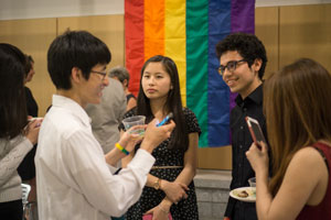 Students mingling at LBGT event