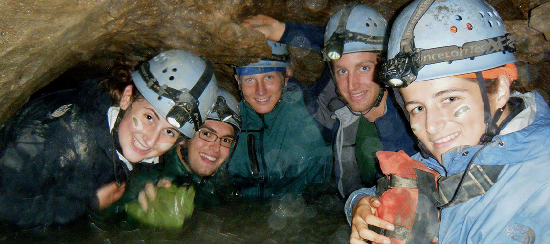 A group of caving students