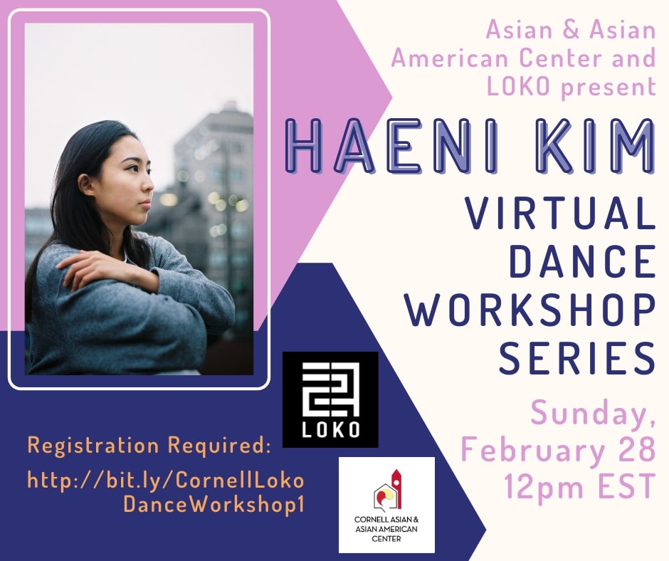 Join LOKO and A3C for our first dance workshop of the semester! Workshop instructor Haeni Kim will be teaching a 90 minute intermediate/advanced dance workshop. Following the workshop, LOKO will be leading an audience Q&A with Haeni. Haeni is a dancer in South Korea. They are currently the director of Team Magnolia (@teammagnolia) / a teacher of Souldance (@souldance.kr).