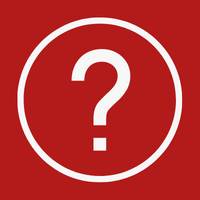 White question mark on red background