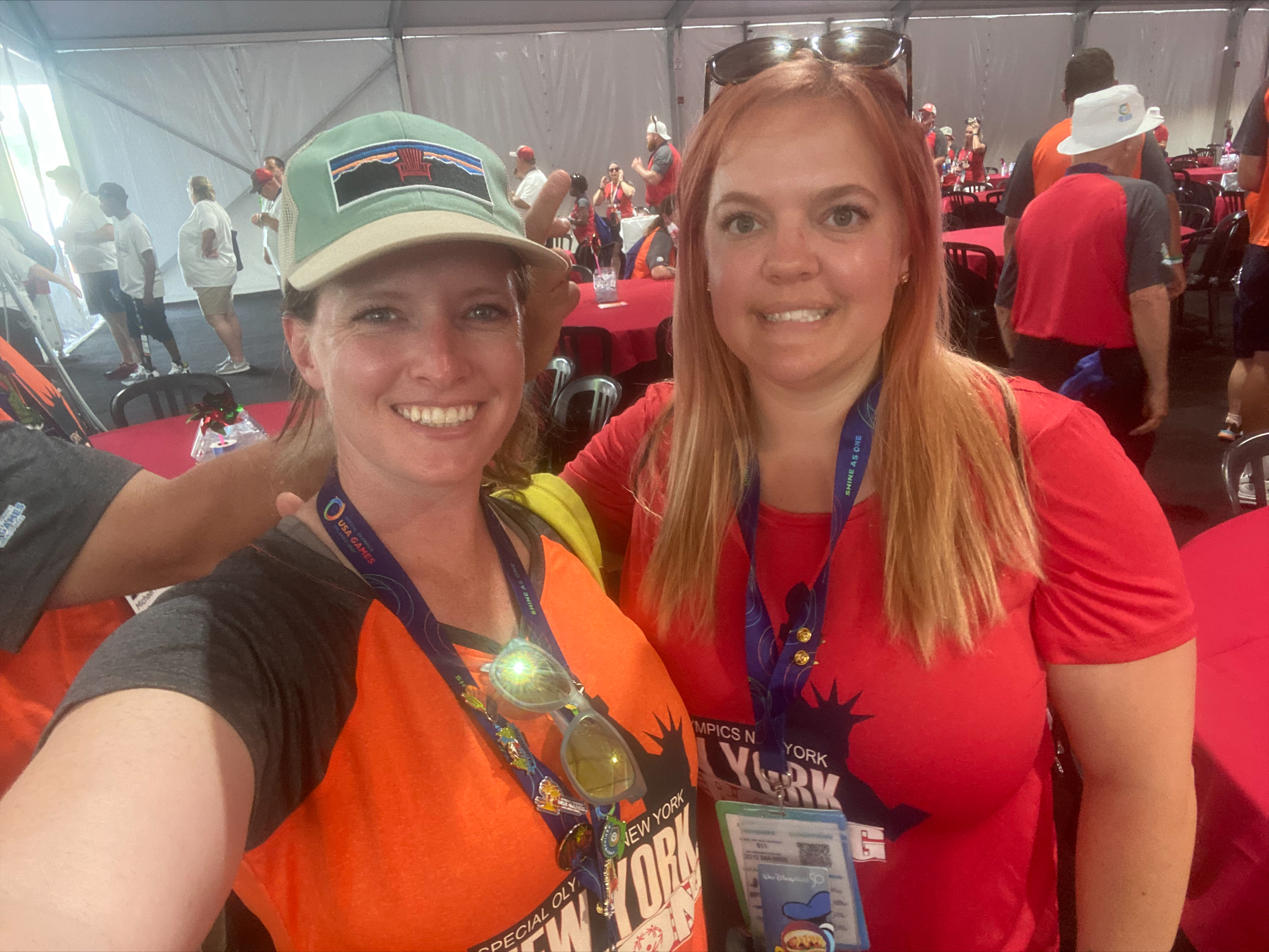 Jessie White an Karli Buday pose for selfie while representing New York State at the USA Special Olympics Summer Games in Florida.