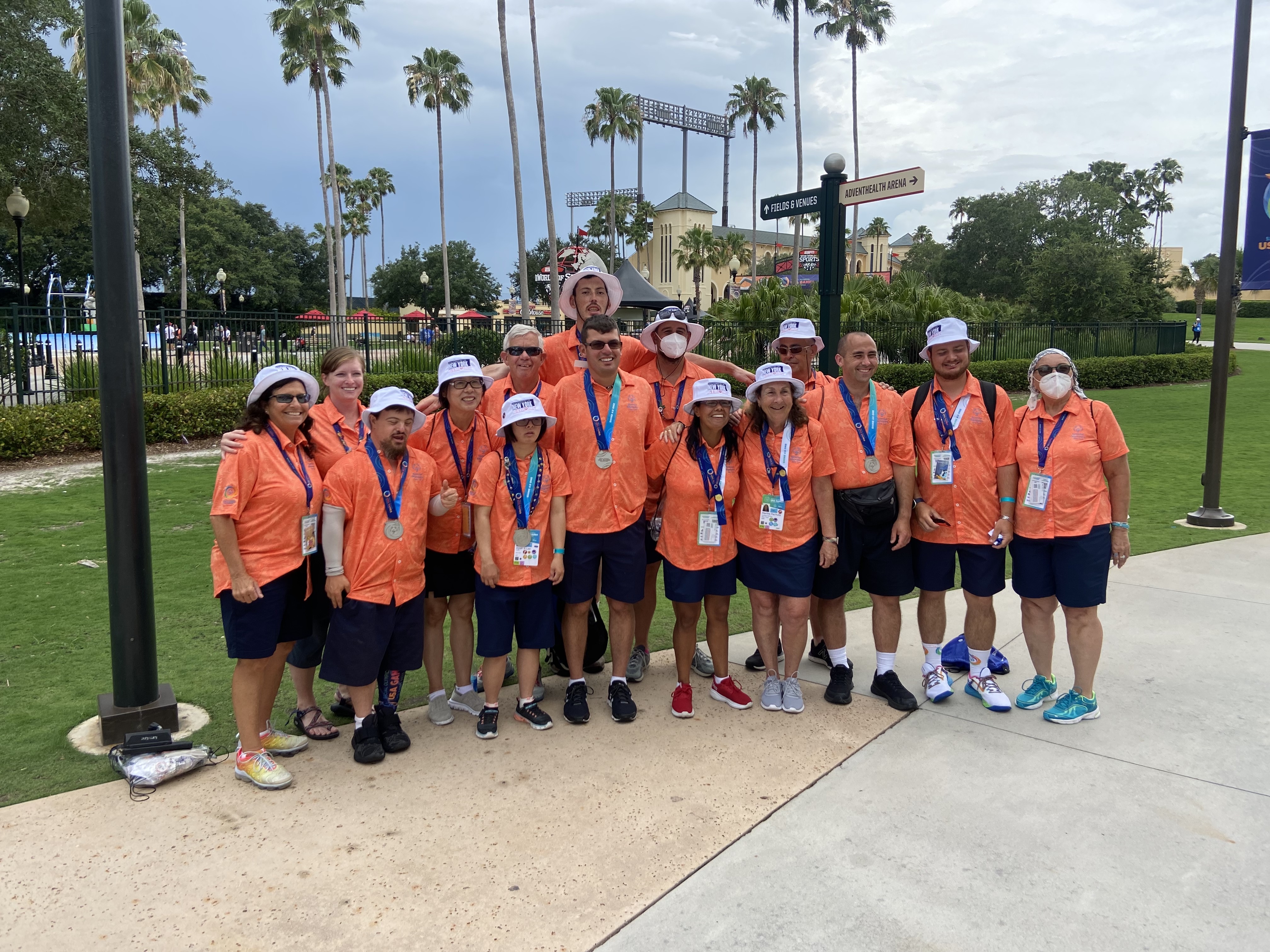 Group photo of NYS Special Olympic athletes and volunteers in Orlando, FL (June 2022)