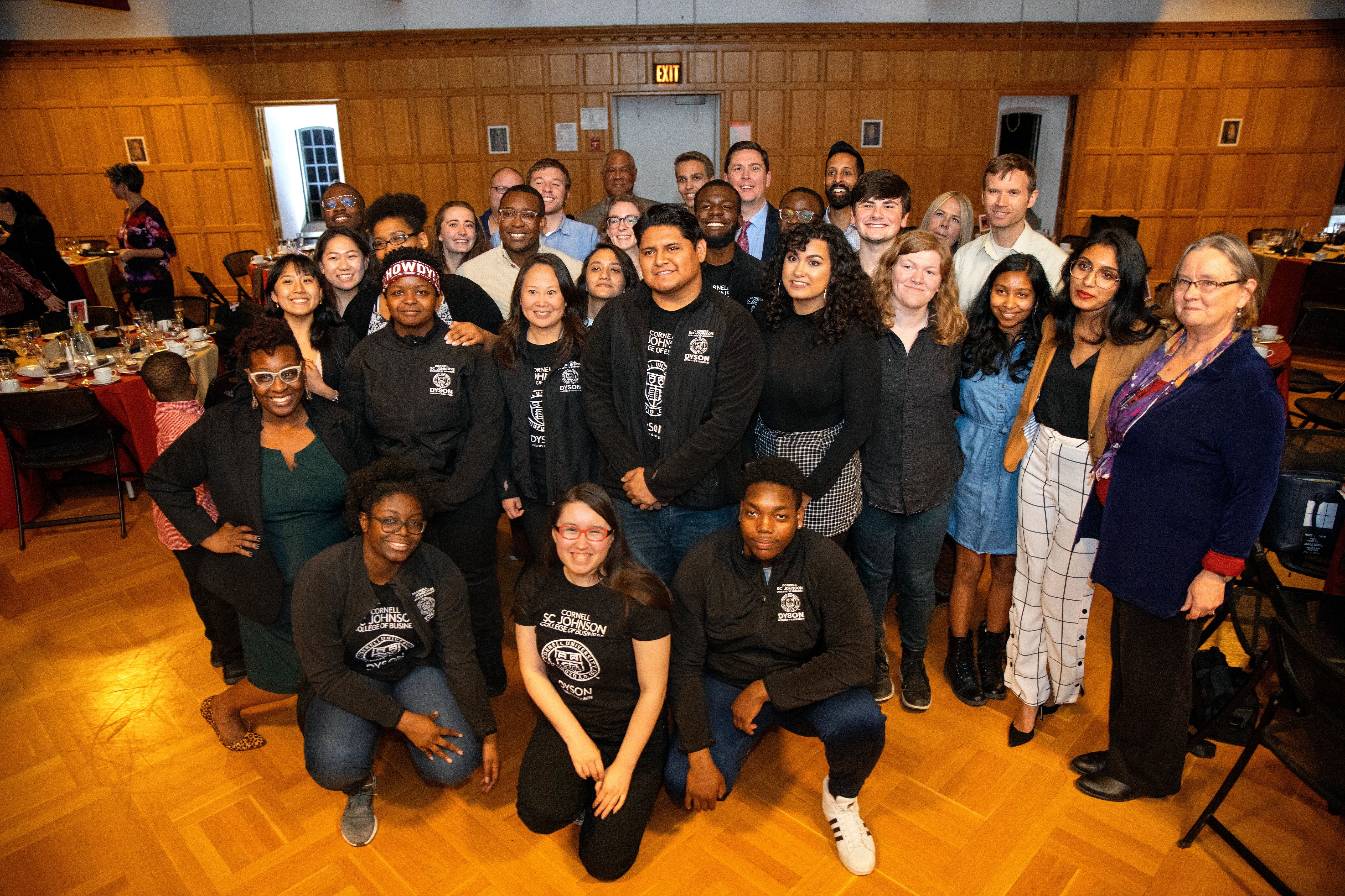 Recipients of the Perkins Prize and new Student and Campus Life Diversity and Inclusion Awards gather with leaders at the 25th annual Perkins Prize ceremony, April 17.