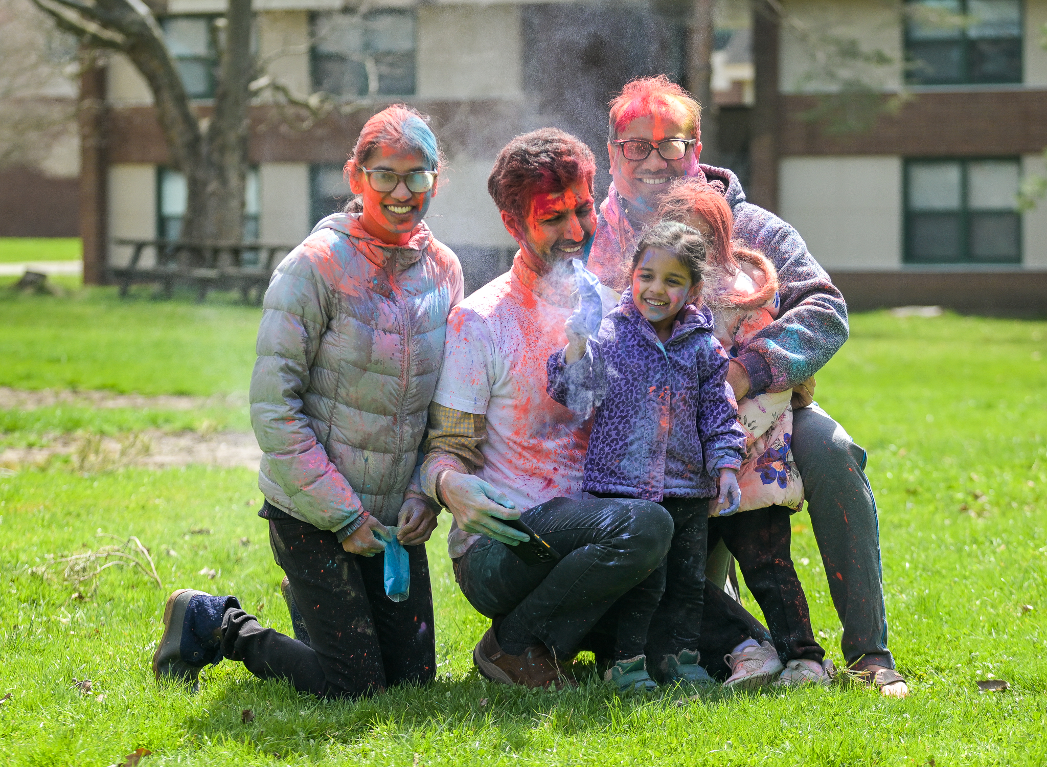 Cornell Family at Holi Celebration at Hasbrouck