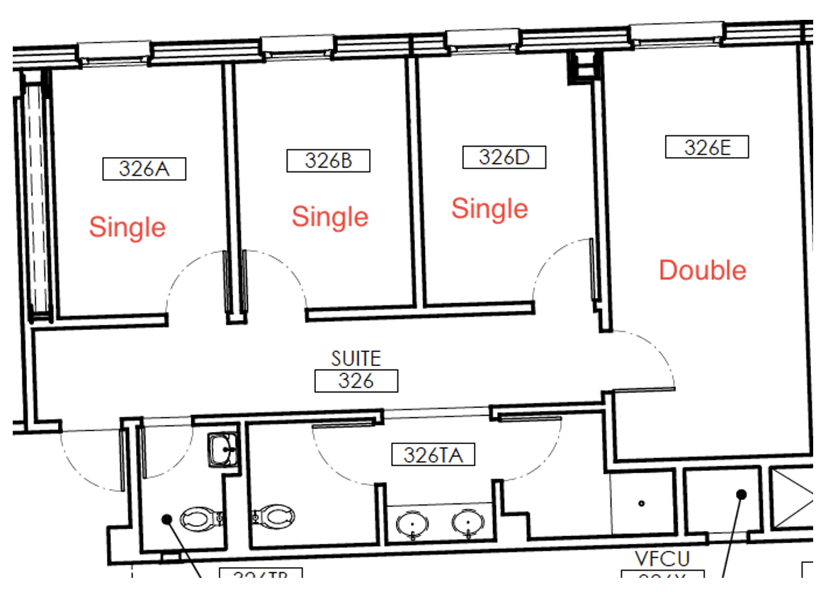 Suite-style floorpan for Conference and Event Services