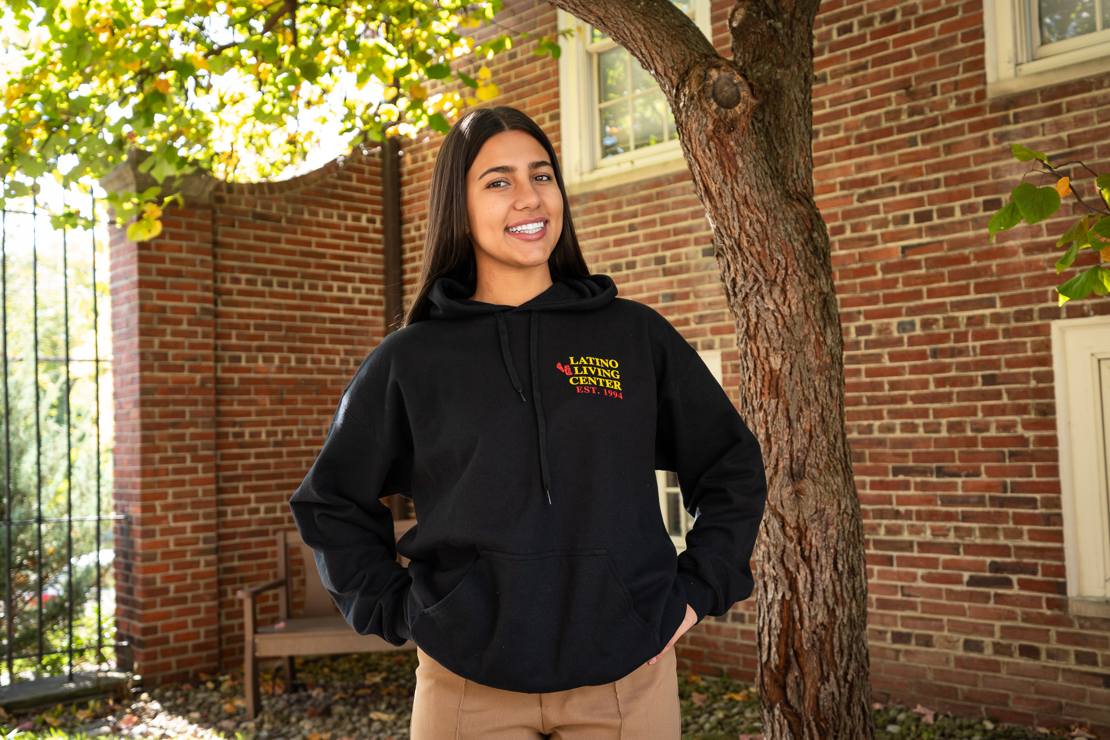 Maria Santa Standing outside of the Latino Living Center