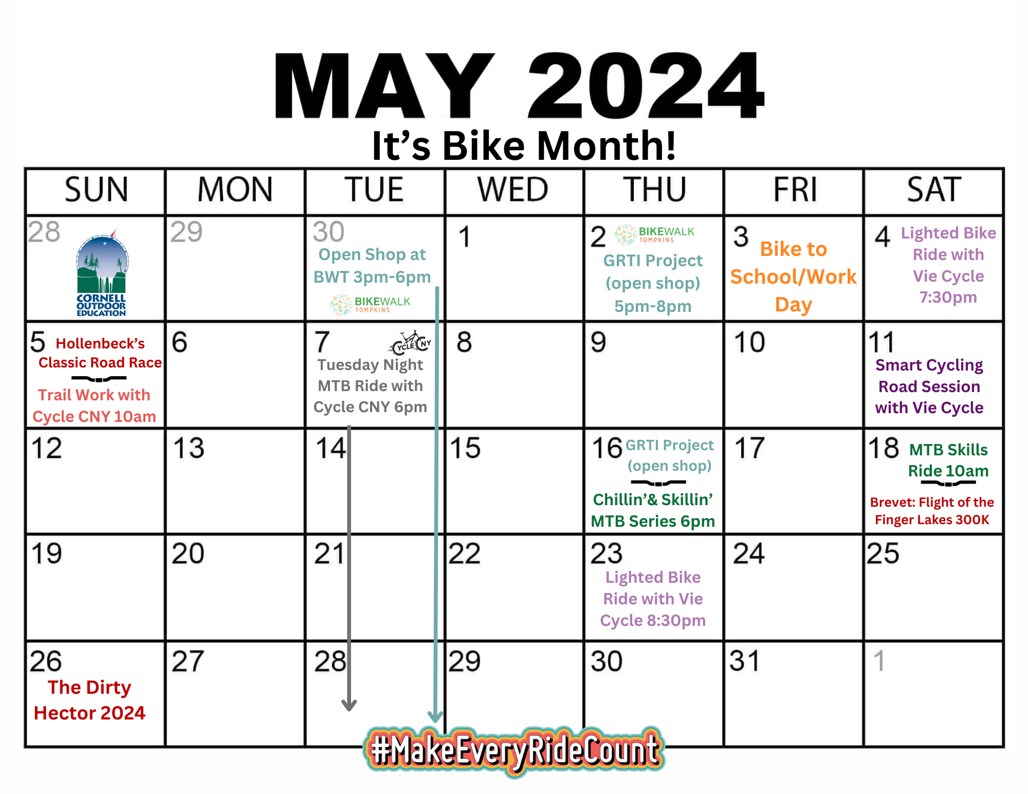 Bike Month calendar