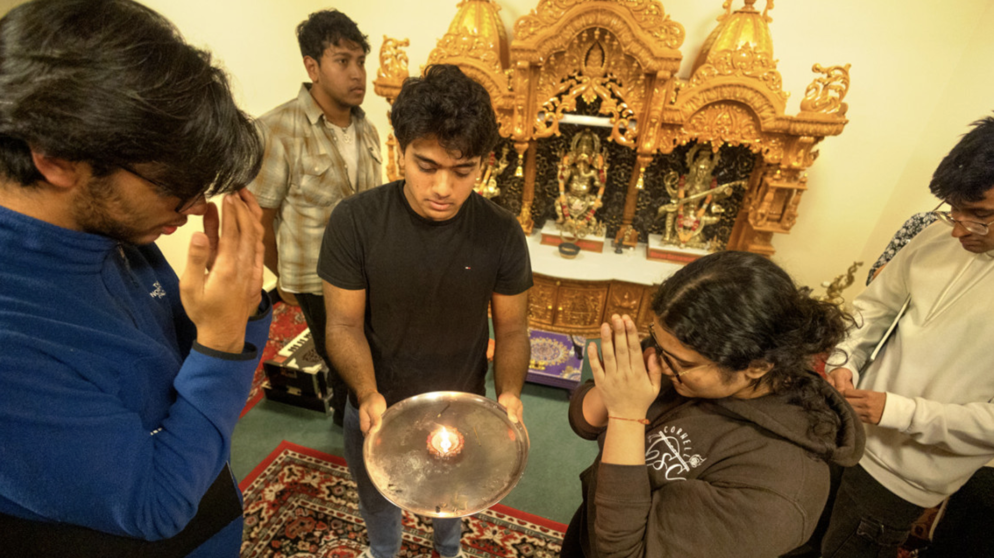 Students during a hindu religious practice