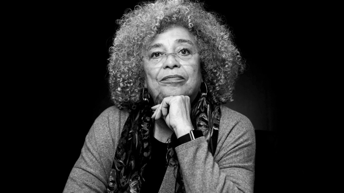 Black and white headshot of Angela Davis