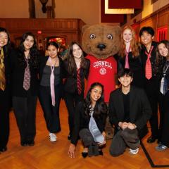 Students with touchdown in willard straight hall