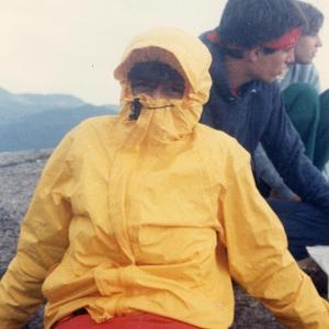 An Outdoor Odyssey pre-orientation tripper wearing a rain jacket