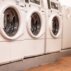 Low rise laundry room with front load washers.