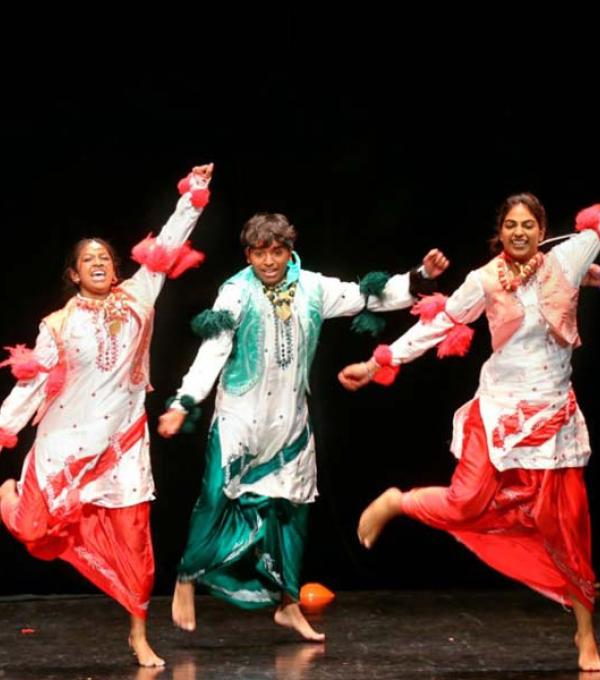 The Punjabi dance group Cornell Bhangra performs at the 2023 Diya Jale.