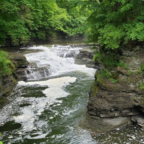 A view of the waterfall at Beebe Lake