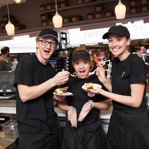 Three Dining staff members