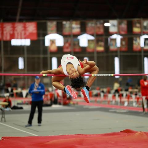 Monique Anderson high jumping