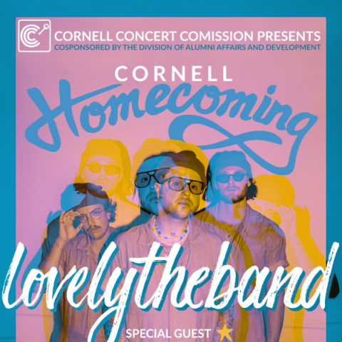 Text: Cornell Homecoming concert featuring lovelytheband and Indigo de Souza