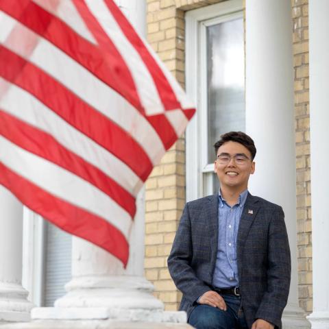 Shin and the American Flag
