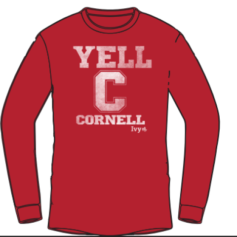 Red sweatshirt with Yell Cornell logo