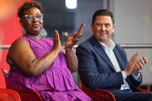 Marla Love, Robert W. and Elizabeth C. Stanley Dean of Students, and Ryan Lombardi, Vice President for Student and Campus Life