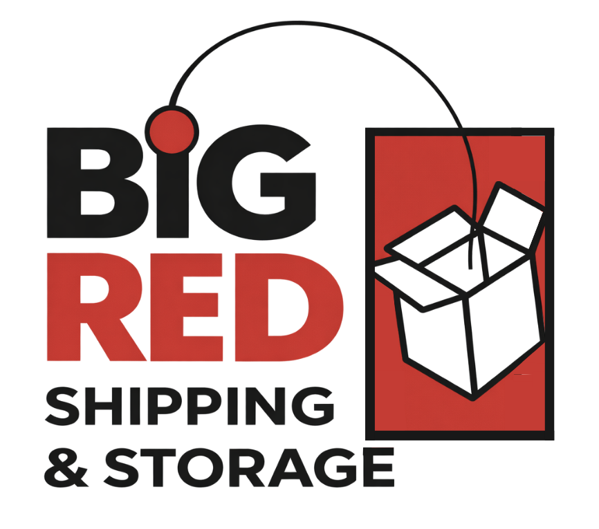 Big Red Shipping & Storage logo showing an open box
