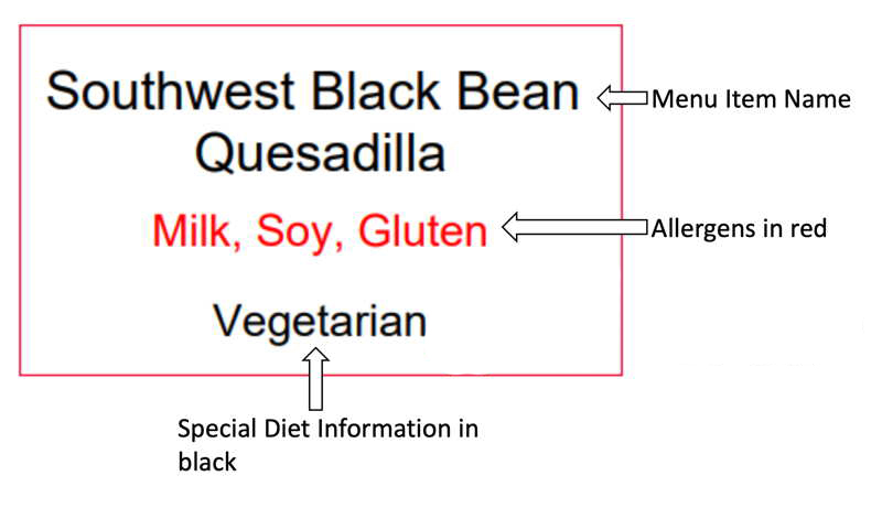 Menu label demonstrating labeling practices
