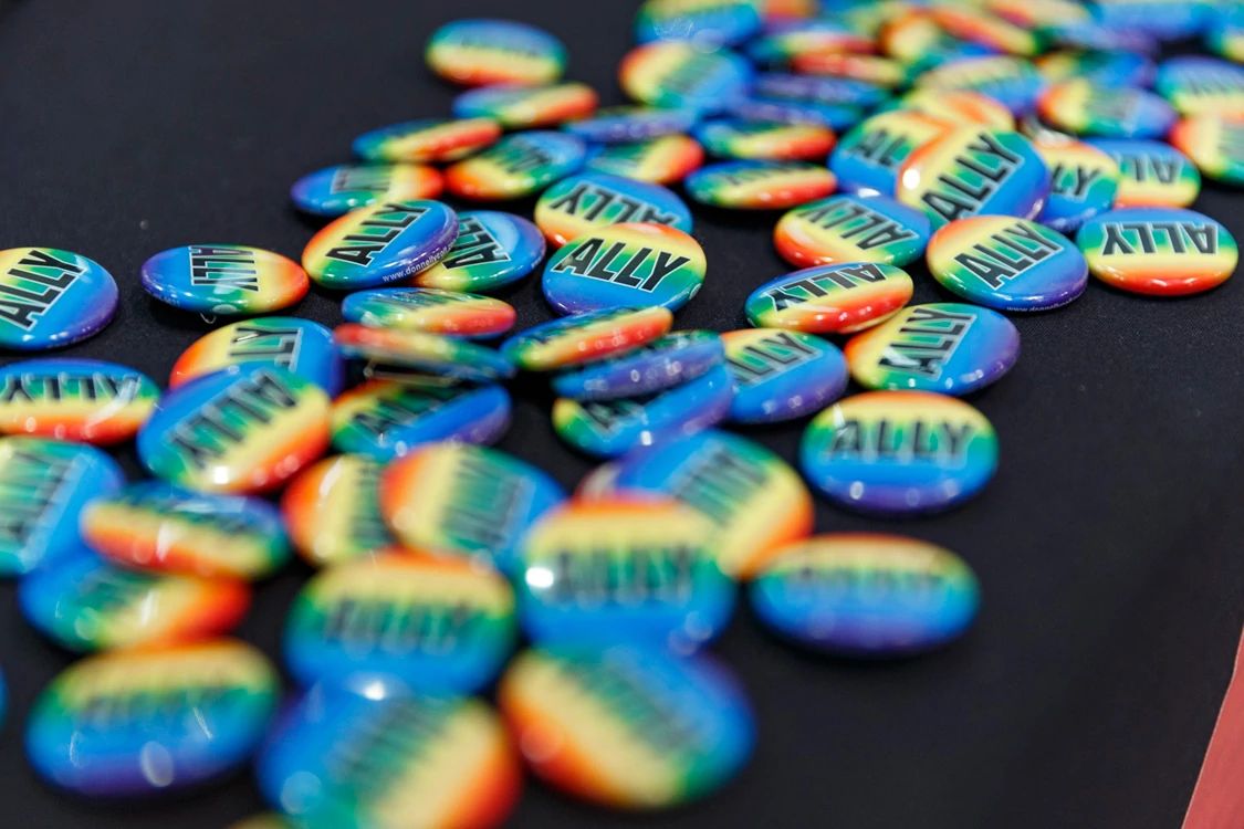 Ally buttons at the 2016 LGBTRC Lavender Graduation Ceremony