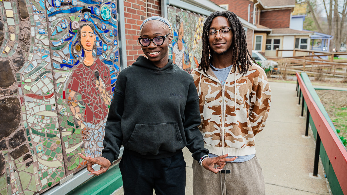 Kelly Ankoue '25 stands outside of Southside Community Center