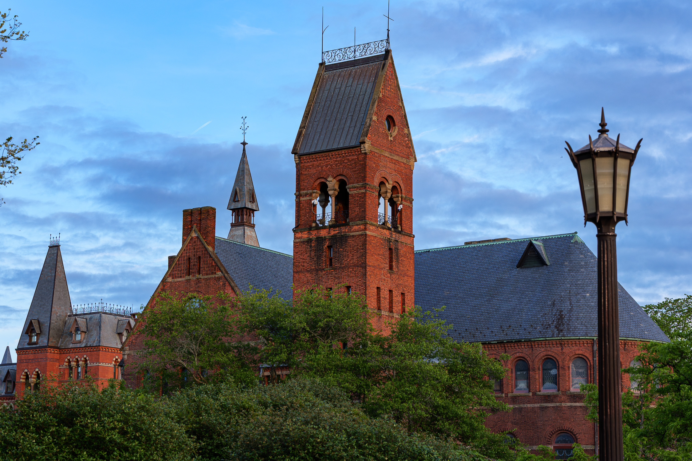Photo of Barnes Hall at sunset