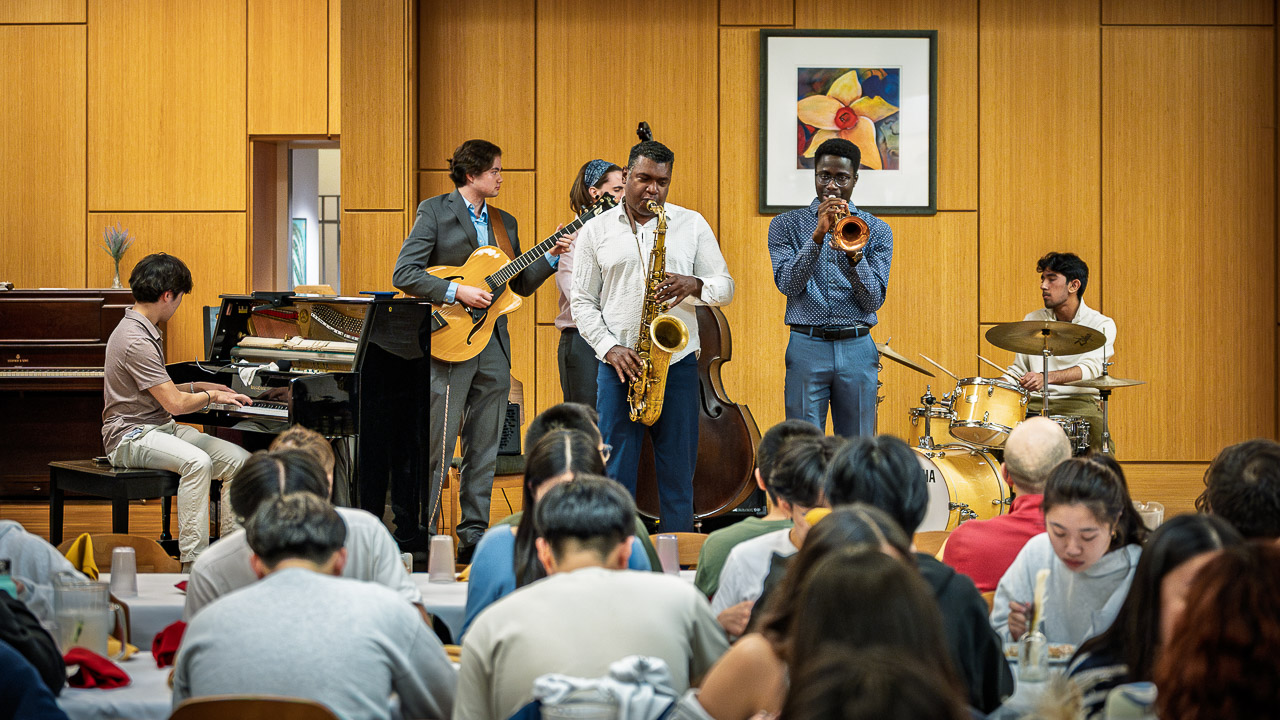 Stephon Alexander performs with CU Jazz+ and Paul Merrill, the Herbert Gussman Associate Professor of the Practice and Director of Jazz, at Hans Bethe's house dinner. (Jacob Mroczek/Student and Campus Life)