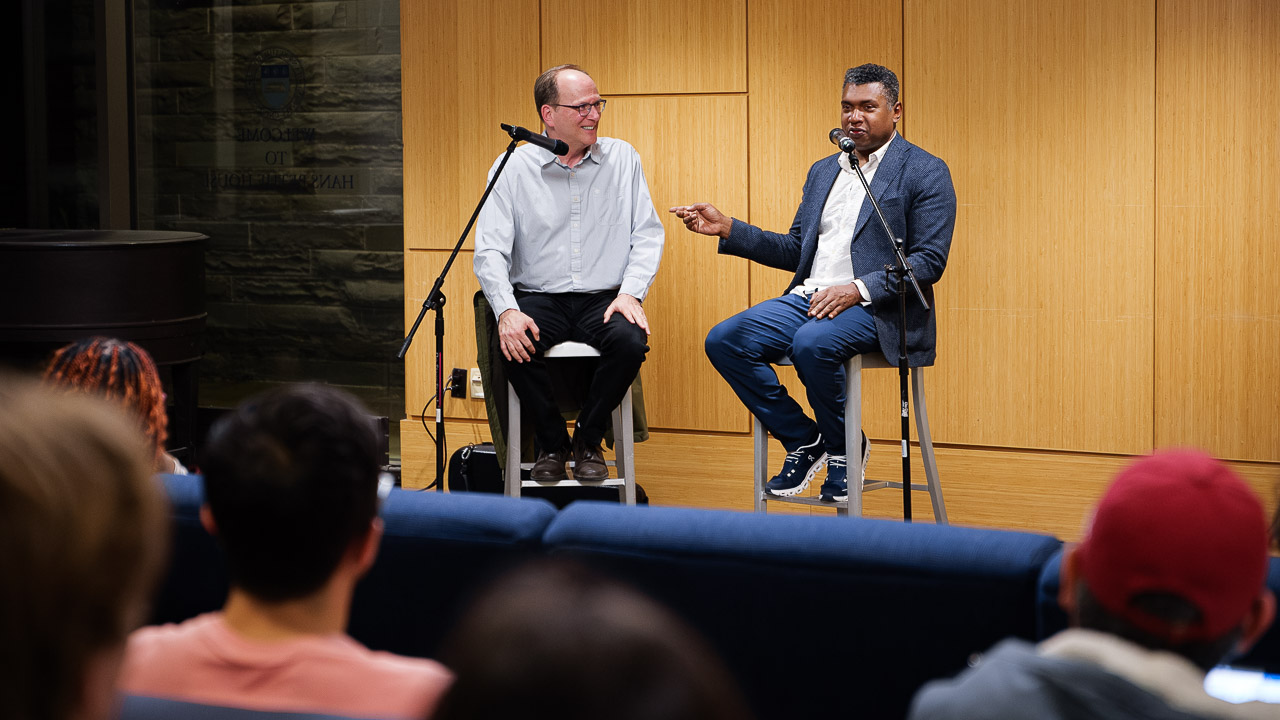 Stephon Alexander speaks to Hans Bethe residents at the annual Sevin Lecture