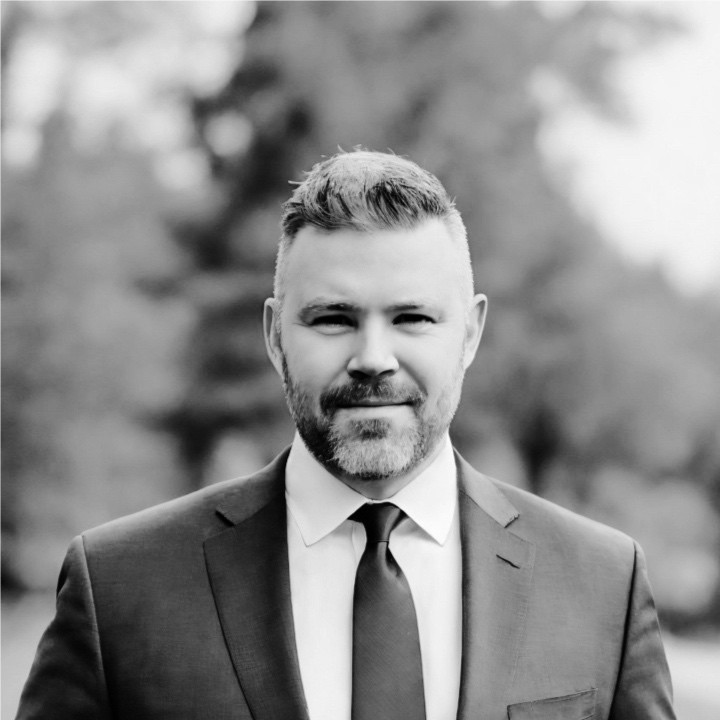 Black and white photo of Dan Sweeney