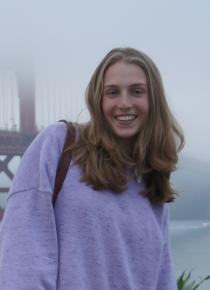 Sav in purple sweater in SF
