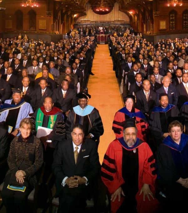 The members of Alpha Phi Alpha who made a pilgrimage to Cornell, along with community members, on Nov. 19, 2005 in Sage Chapel.