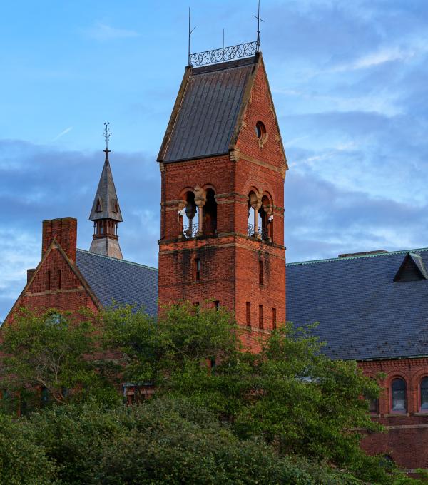 Photo of Barnes Hall at sunset