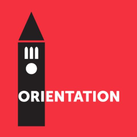 Orientation Logo picture of tower with word orientation