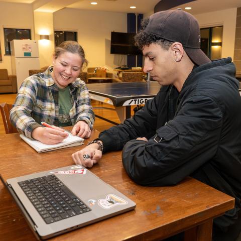 Students study in Eco House