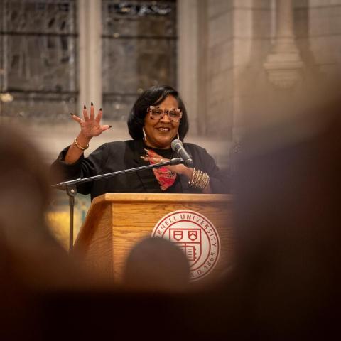 mlk speaker Tricia Hersey at podium 2026
