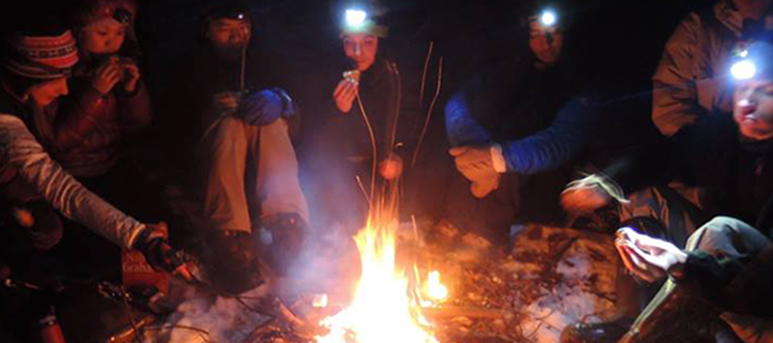 Campers around a campfire