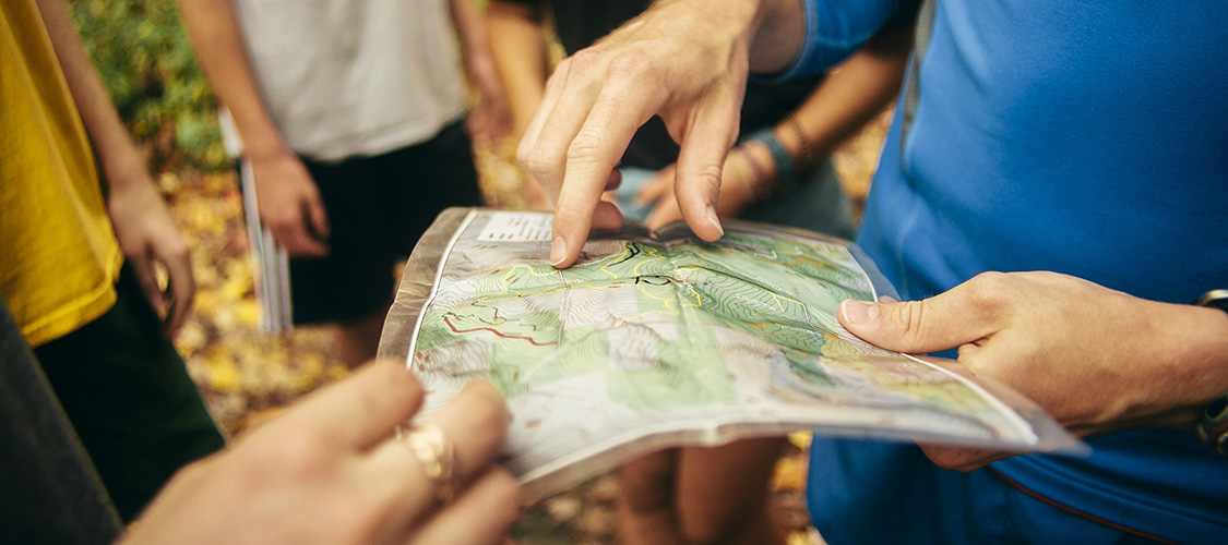 Consulting a trail map