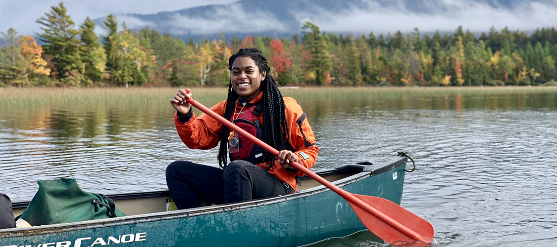 Canoeing on a lake