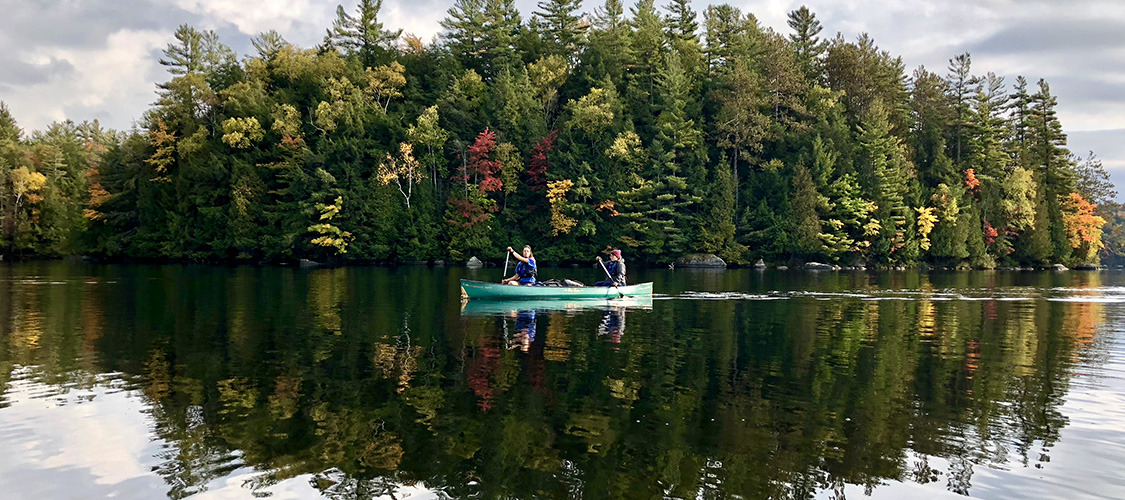 Canoeing on a lake
