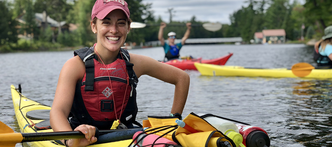 Kayaking on a lake