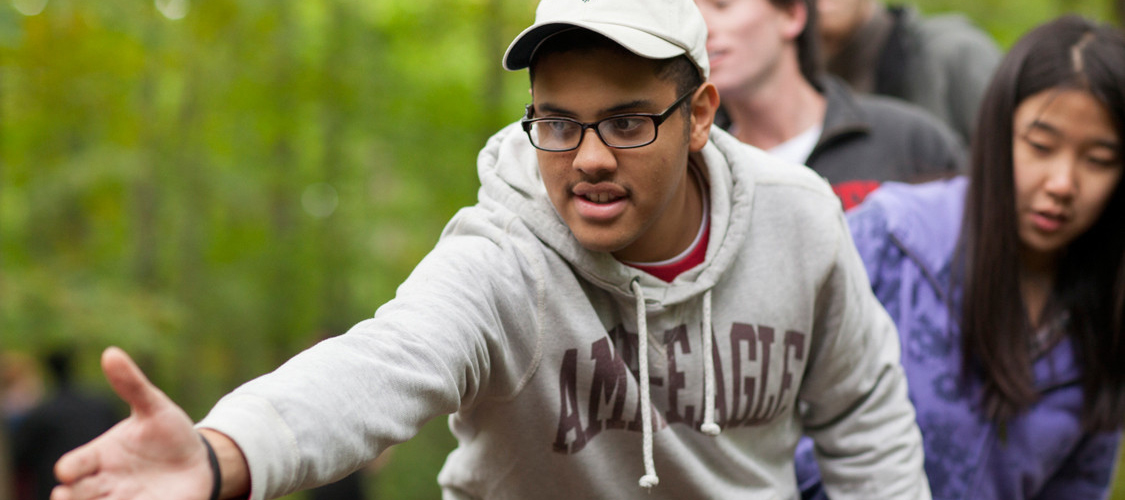 A team on a low element at the challenge course