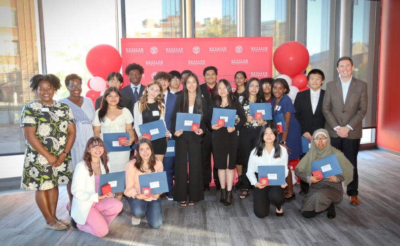 KESSLER SCHOLARS POSE AT A CEREMONY IN 2023