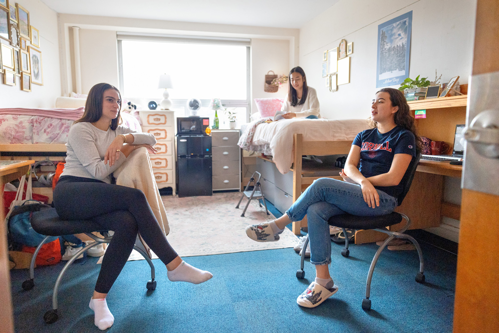 Friends connect and socialize in Mary Donlon Hall