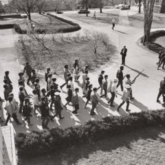 Exiting Willard Straight Hall, 1969 Straight Takeover